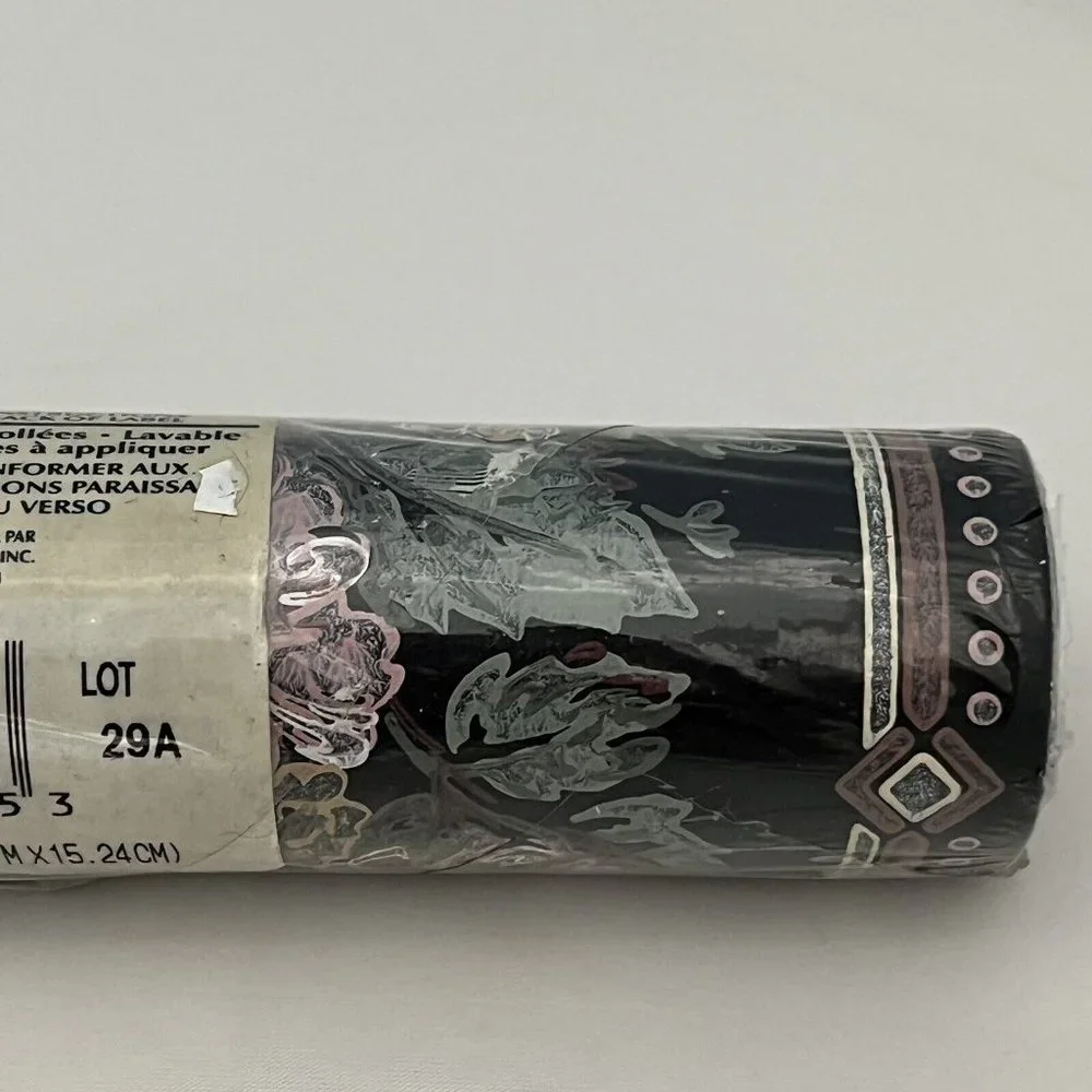 Vintage Decorative Border Canada Wallpaper Black Floral Design 15 Ft X 6 Inch